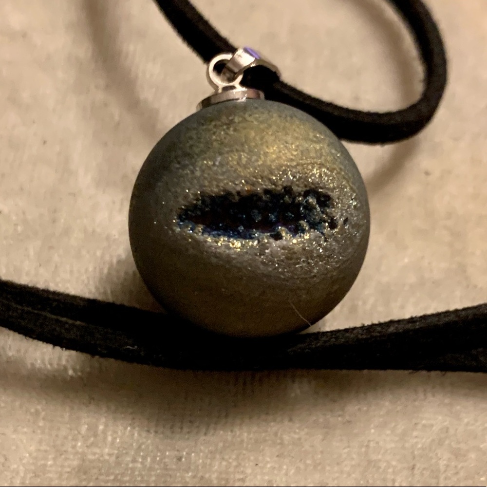 Titanium Coated Druzy Sphere Pendant Necklace